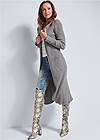 Full front view Ribbed Hooded Duster