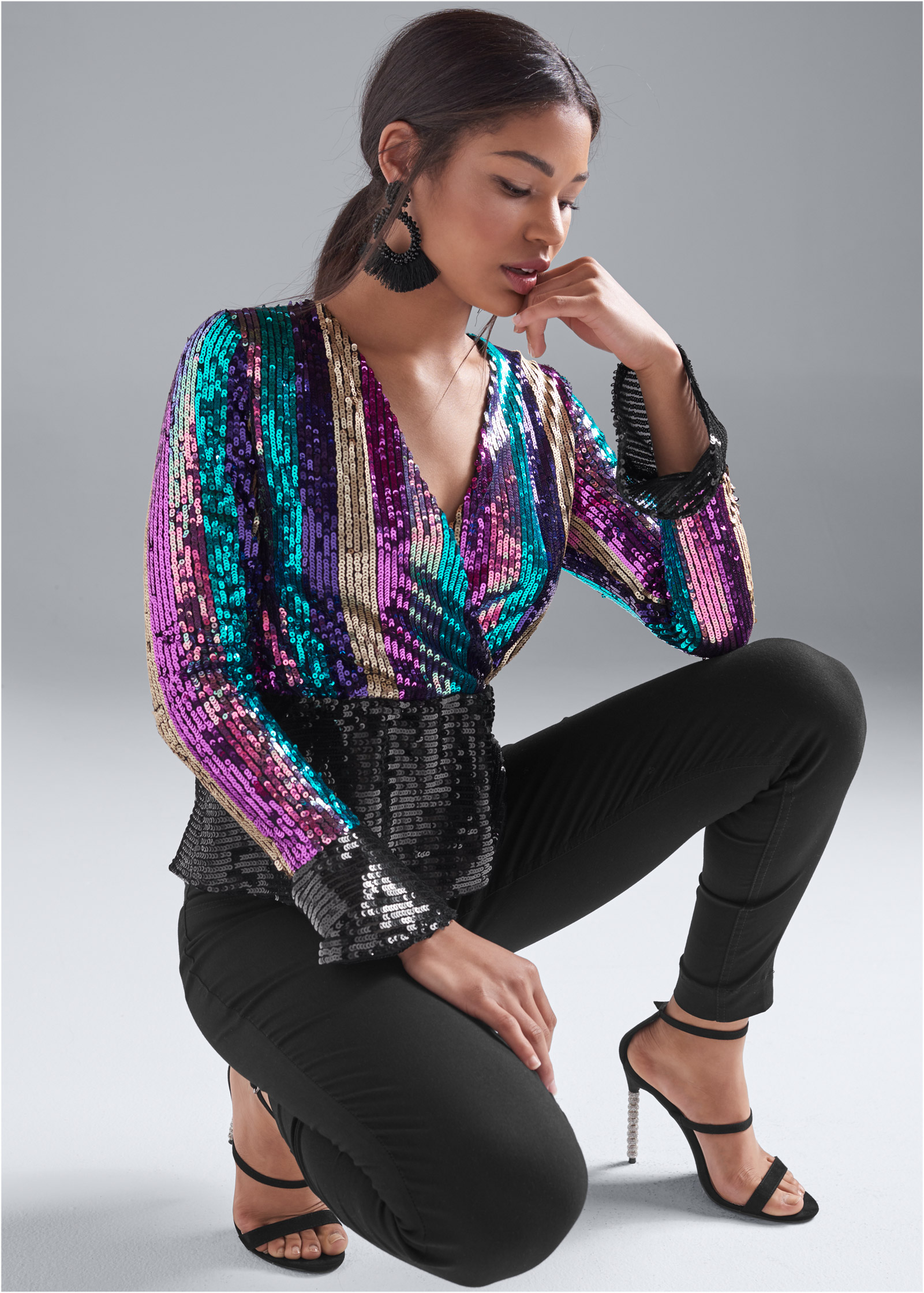 sequin peplum shirt