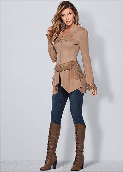 Faux-Suede And Lace Jacket