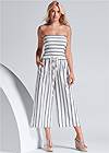 Front View Strapless Striped Jumpsuit