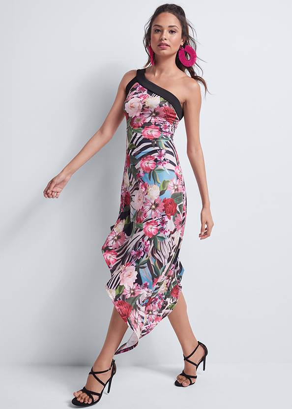 Full front view Tropical Print Dress