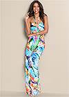 Front View Printed Halter Dress