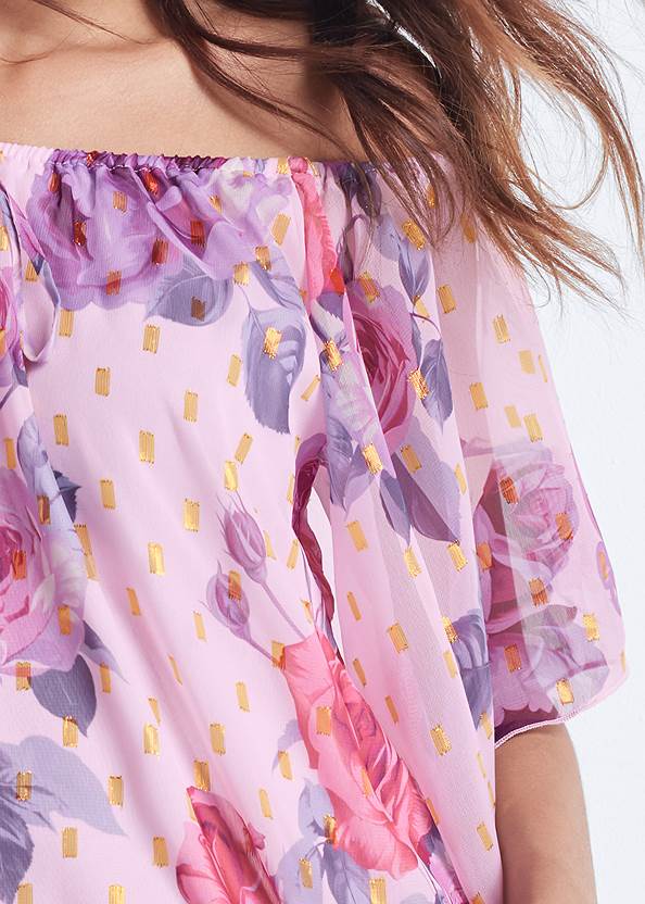 Detail front view Off-The-Shoulder Floral Top