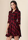 Front View Plaid High Low Dress