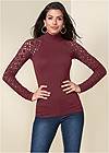 Cropped Front View Seamless Mock-Neck Top