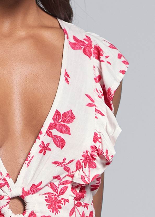 Detail front view Plunging Floral Top