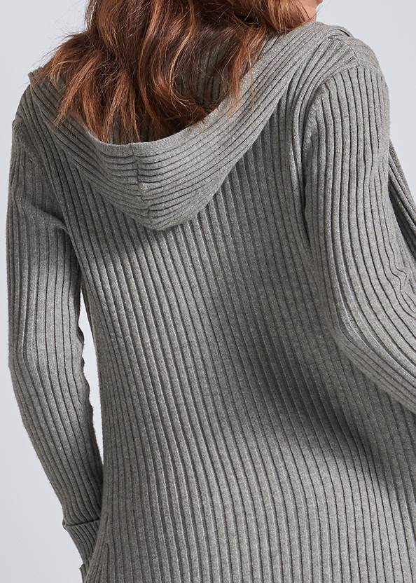 Detail back view Ribbed Hooded Duster
