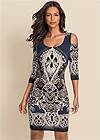 Front View Cold-Shoulder Printed Dress