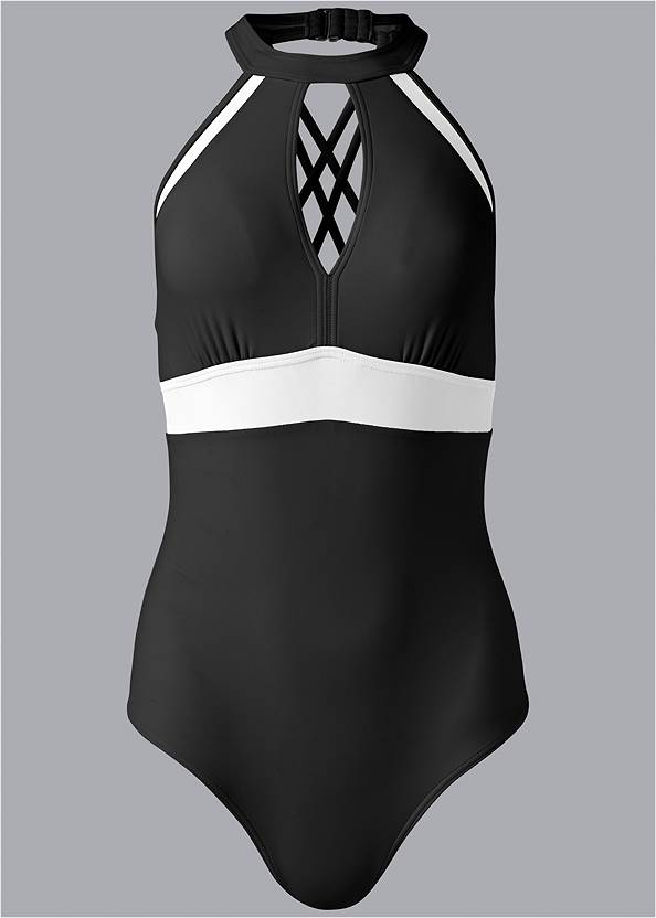 Front View Strappy Back One-Piece