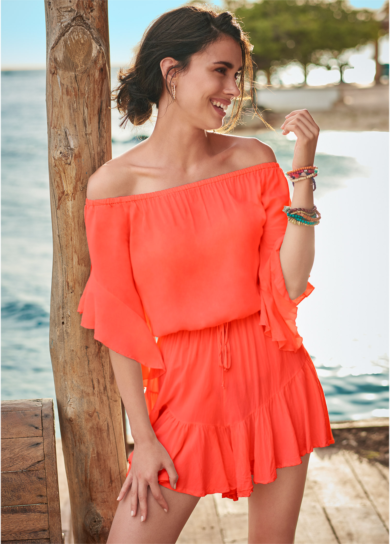 Coral romper clearance dress