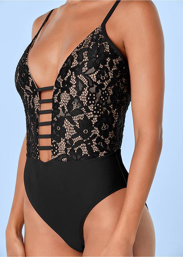 Alternate View Lacy Plunge One-Piece