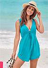 Front View Deep V Cover-Up Beach Dress