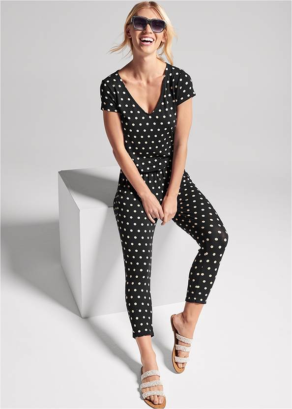 Front View Polka Dot Jumpsuit