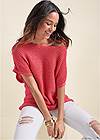 Cropped Front View Open Knit Sweater