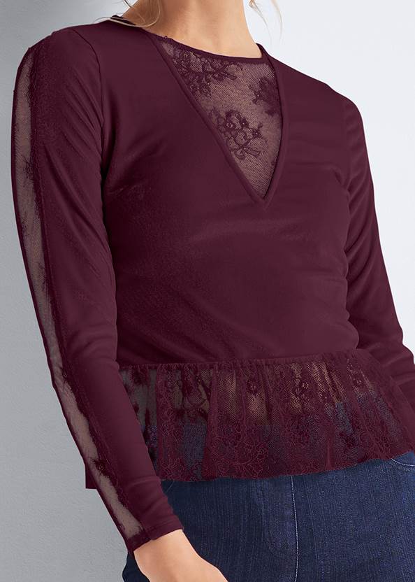 Alternate View Velvet And Lace Top