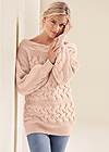 Cropped front view Boat Neck Cable Knit Sweater