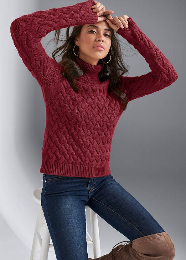 Alternate View Cable Knit Turtleneck