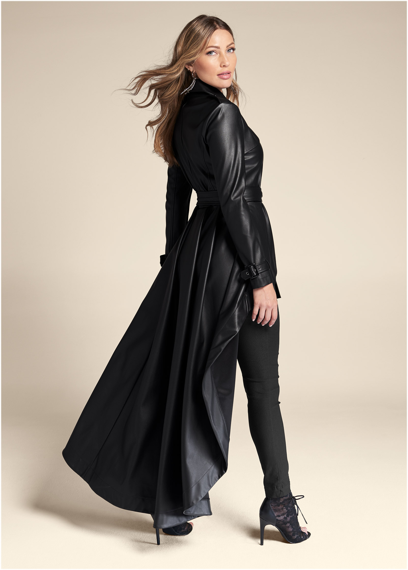 floor length leather coat