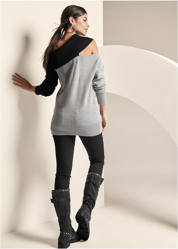 Back View One-Shoulder Sweater