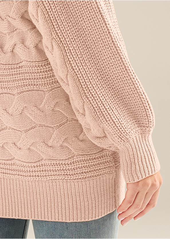 Detail back view Boat Neck Cable Knit Sweater