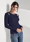 Front View Ribbed Cutout Sweater