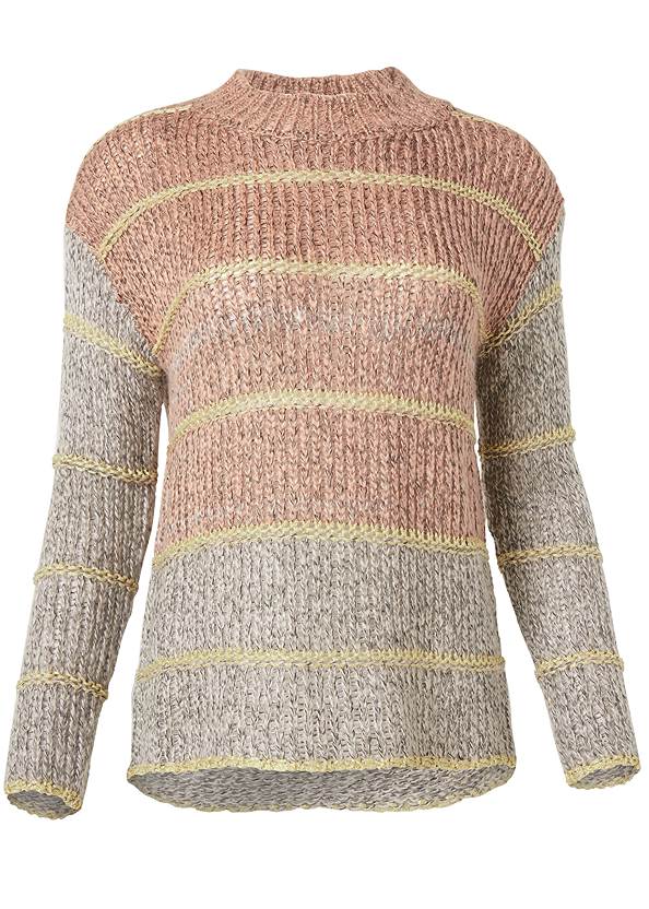 VENUS | Striped Lurex Sweater in Pink Multi