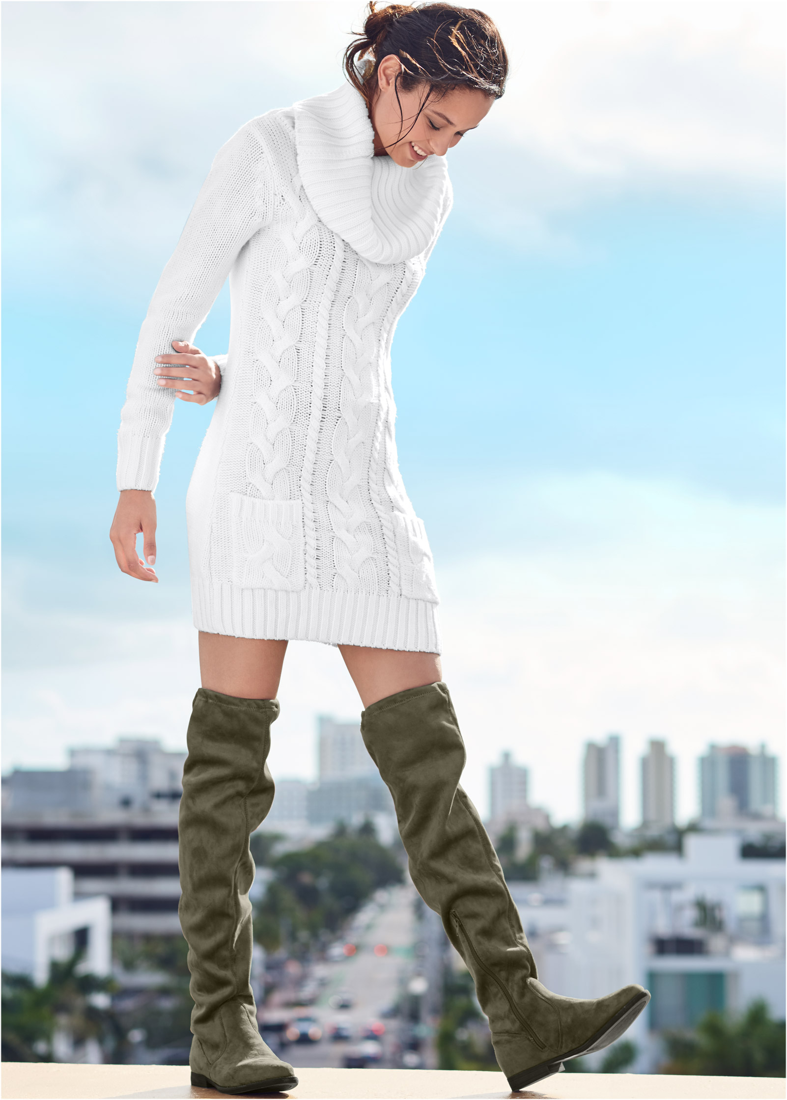 Off White COZY SWEATER DRESS from VENUS