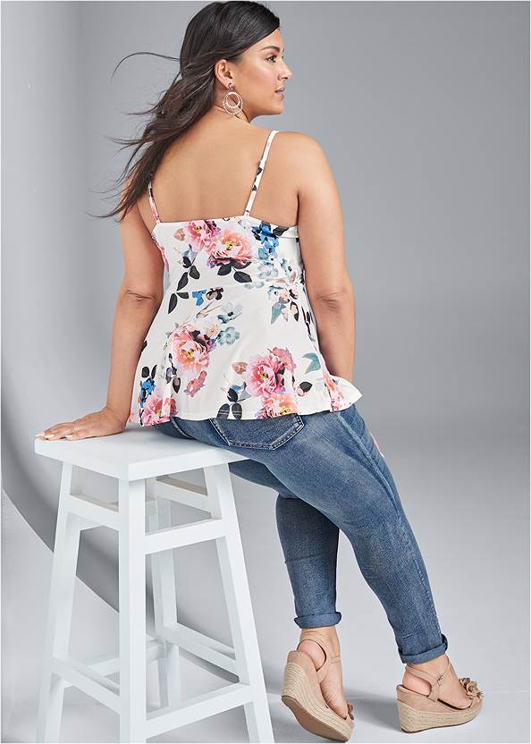 Back View Floral Peplum Top
