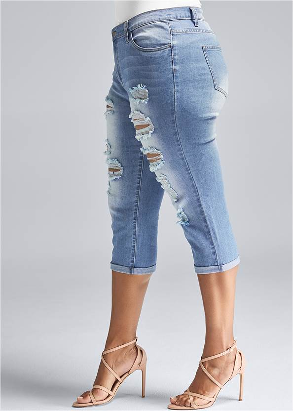 torn capri jeans