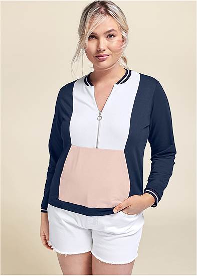 Plus Size Color Block Sweatshirt