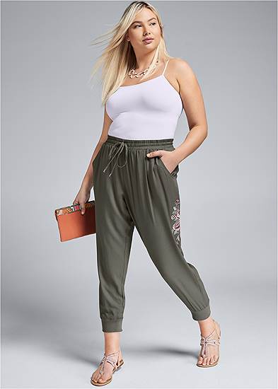 Plus Size Embroidered Pants