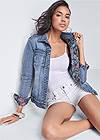 Cropped Front View Reversible Denim Jacket