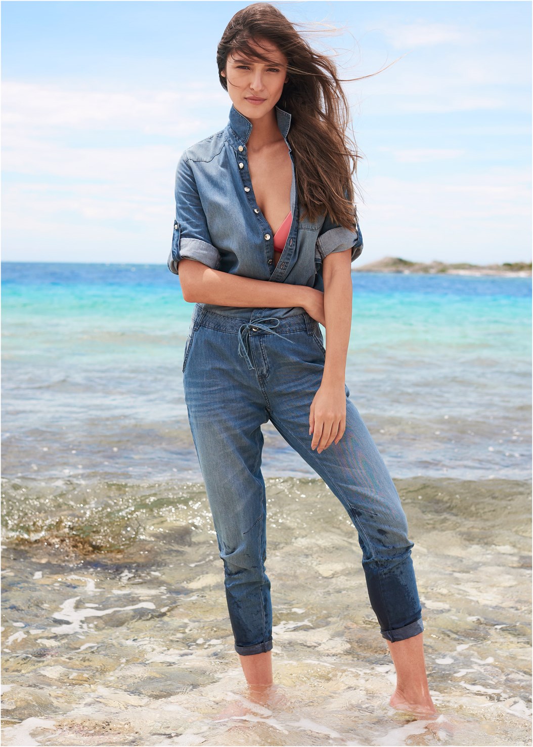 Denim Jumpsuit In Light Wash Venus