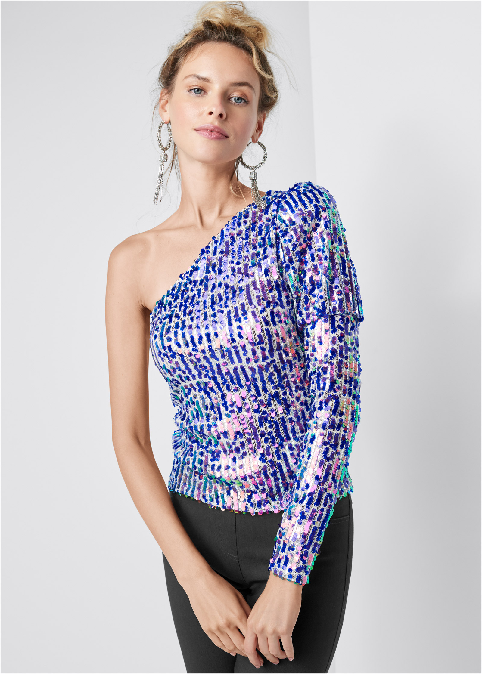 sequin shoulder top