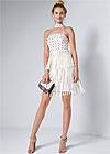 Full front view Faux Leather Fringe Dress