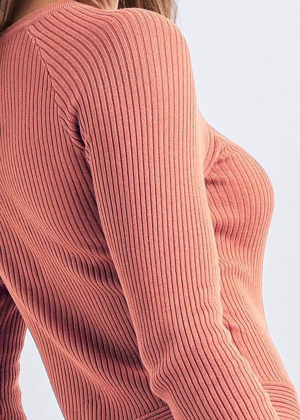 Alternate View Ribbed Tie Detail Sweater