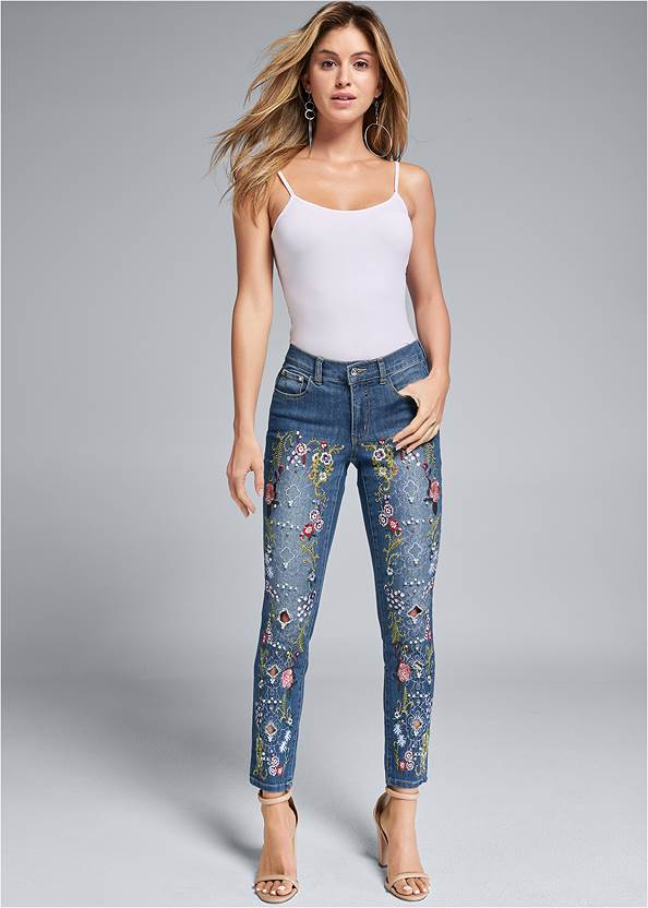 Front View Embellished Jeans
