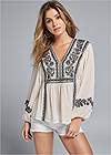 Front View Embroidered Peasant Top