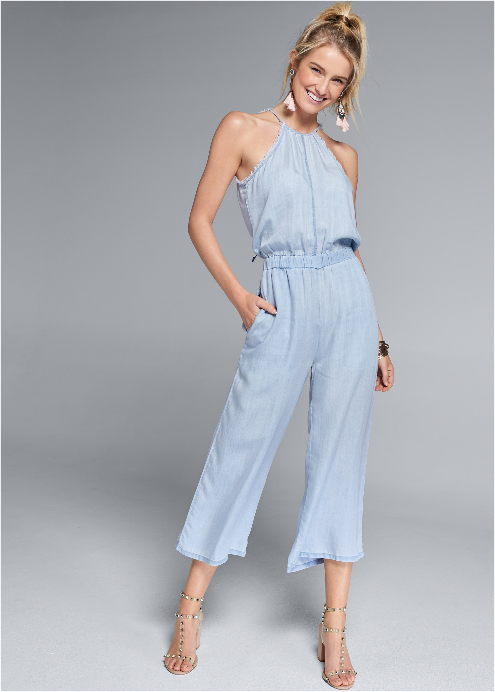 chambray culotte jumpsuit