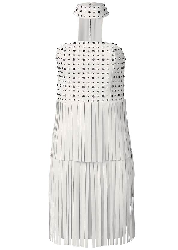 Ghost with background  view Faux Leather Fringe Dress