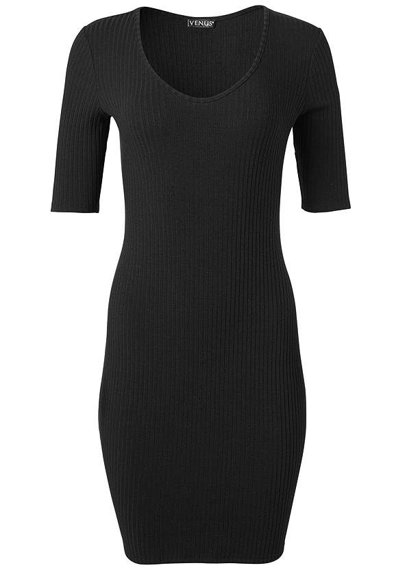 Scooped Neck Ribbed Dress