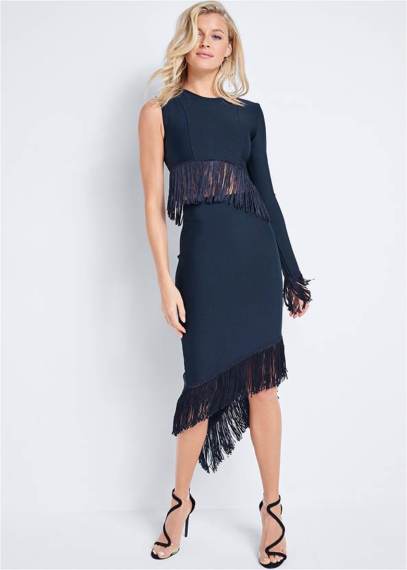 Ghost with background  view Bandage Fringe Detail Dress
