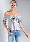 Cropped front view Metallic Keyhole Top
