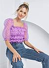 Cropped front view Organza Puff Sleeve Top