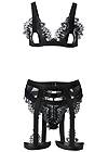 Ghost with background  view Lace Bra Panty Garter Set