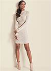 Full Front View Cable Knit Sweater Dress