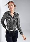 Cropped front view Faux Leather Moto Jacket
