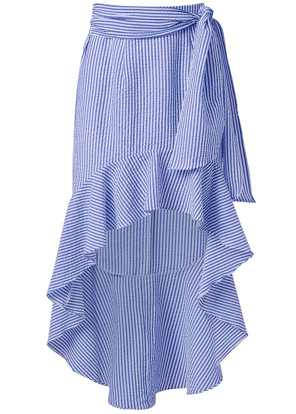 Blue Multi Stripe Seersucker Skirt | VENUS