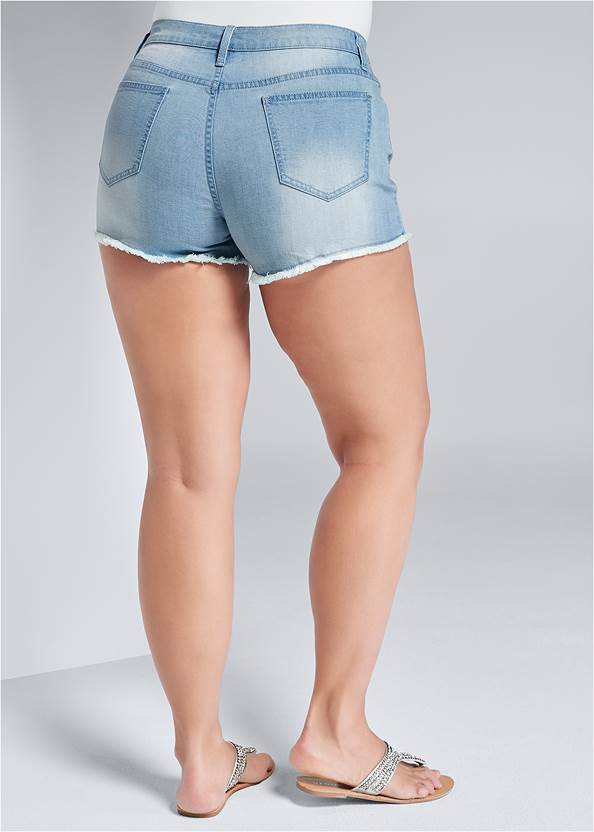 Back View Sequin Patch Jean Shorts
