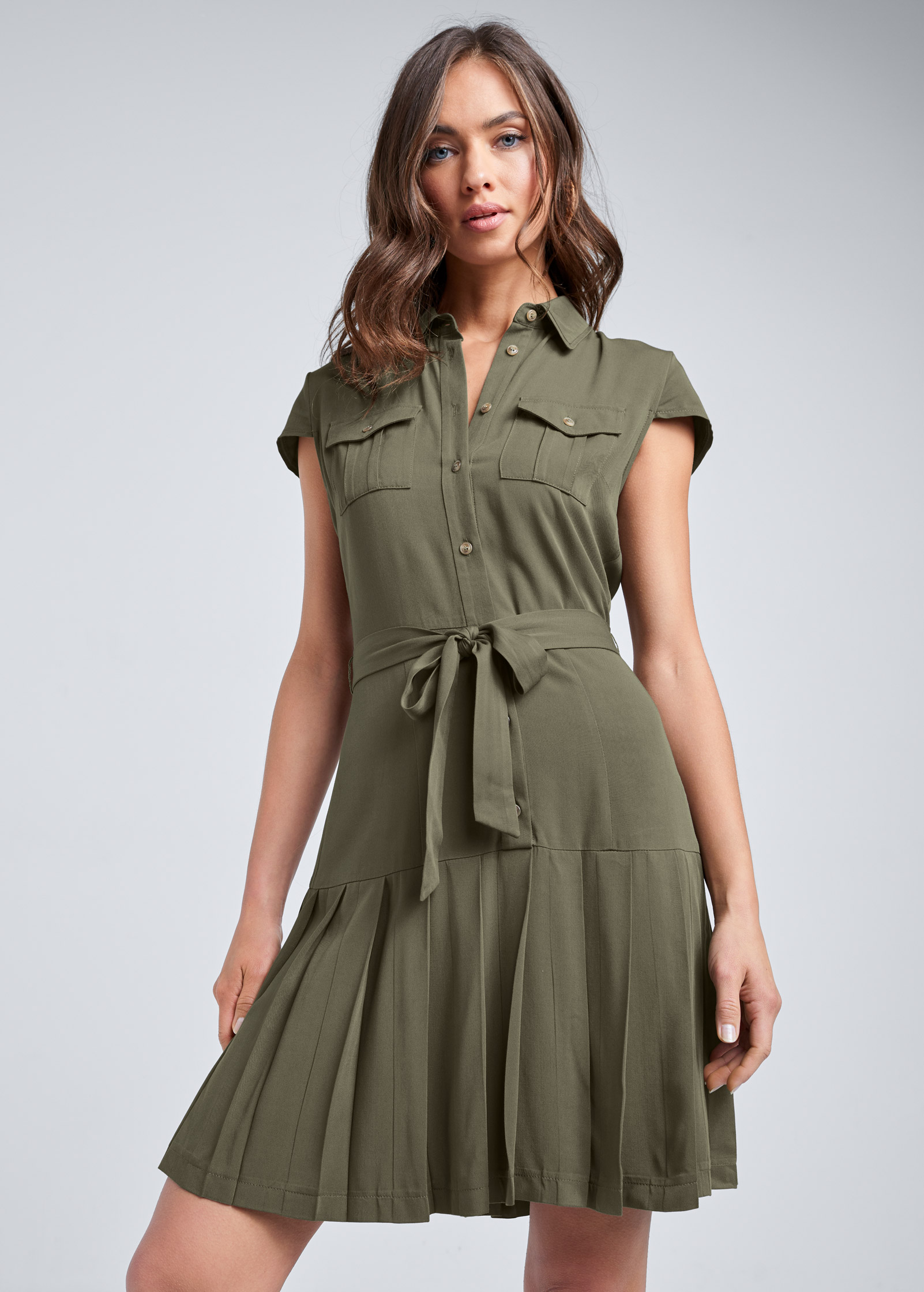 olive shirt dress